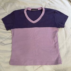 Brandy Melville Purple and Pink V neck Baby Tee!